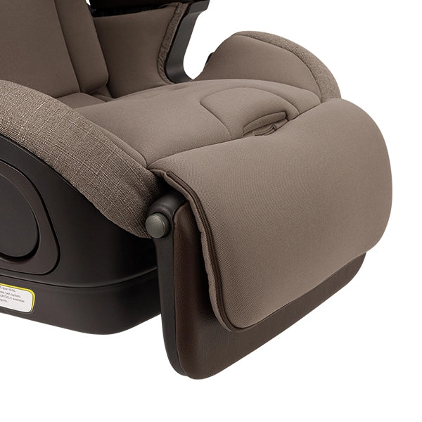 Nuna LUMN Harness Booster Car Seat in Cedar Calf Support Reclined