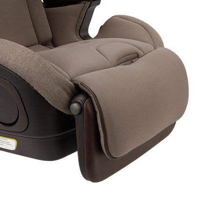 Nuna LUMN Harness Booster Car Seat in Cedar Calf Support Reclined