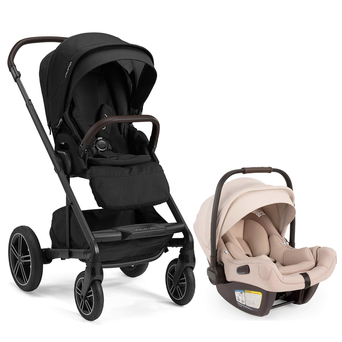 
Nuna Mixx next in chocolate caviar with nuna pipa biscotti infant car seat for parents to mix and match