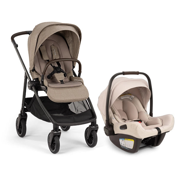 Nuna Swiv in Acorn with PIPA Aire Infant Car Seat in Biscotti