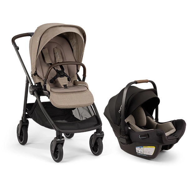 Nuna Swiv in Acorn with PIPA Aire Infant Car Seat in Caviar