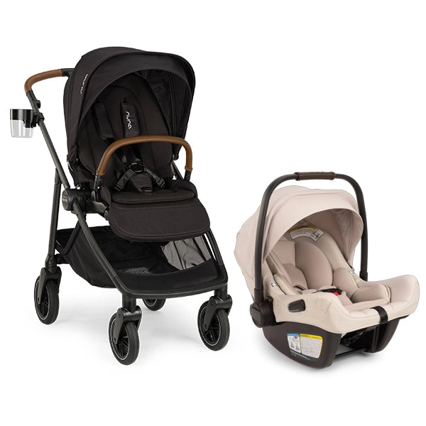Nuna Swiv in Caviar with PIPA Aire Infant Car Seat in Biscotti