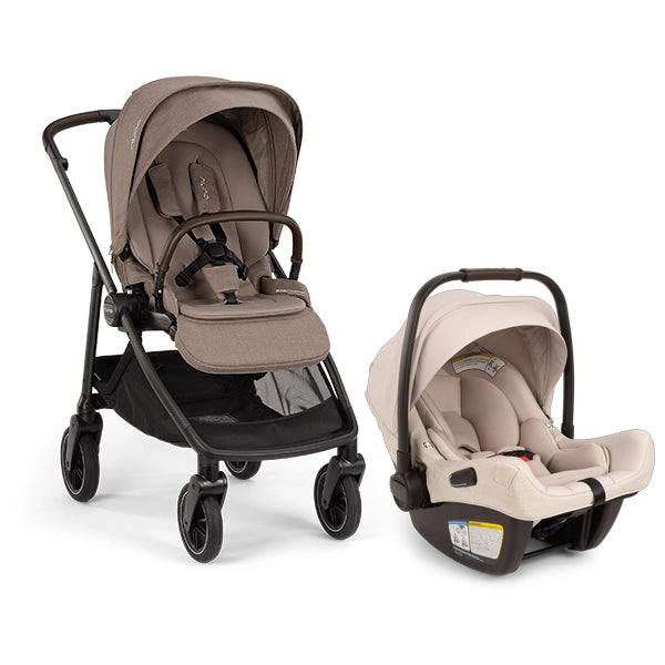 Nuna Swiv in Cedar with PIPA Aire Infant Car Seat in Biscotti
