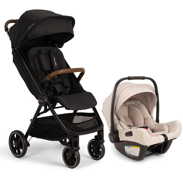 Nuna TRVL Lx in Caviar with PIPA Aire in Biscotti Travel System