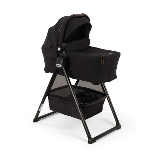 Nuna Bassinet for Triv and Swiv Stroller Series Bassinet in Caviar Approved for Overnight Sleep with Bassinet Stand