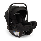 [Caviar/Chocolate] Black baby car seat with handle on a white background
