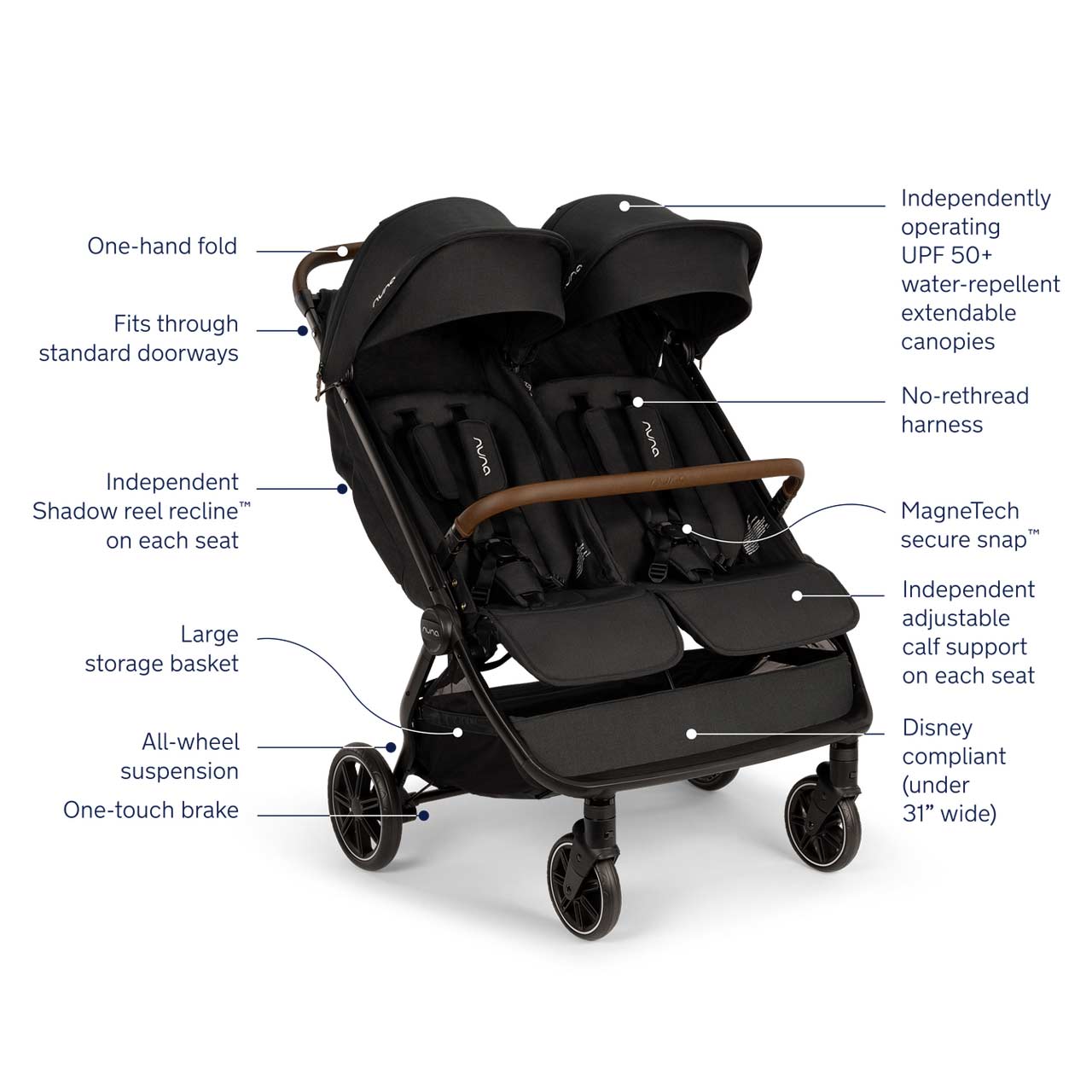nuna trvl double stroller features 