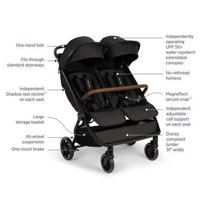 nuna trvl double stroller features 