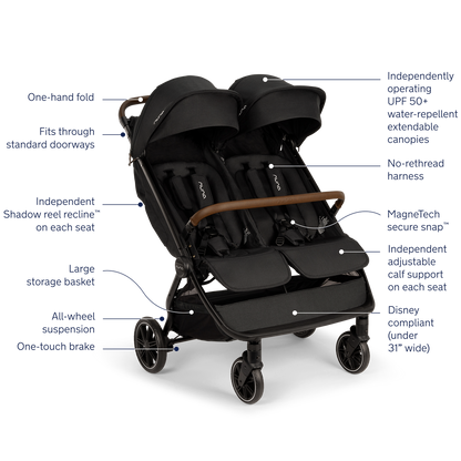 nuna trvl double stroller features 