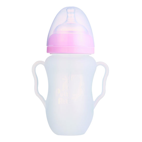 Putti Atti Silicone Baby Bottle with Handle - 8.8oz - Pink-2