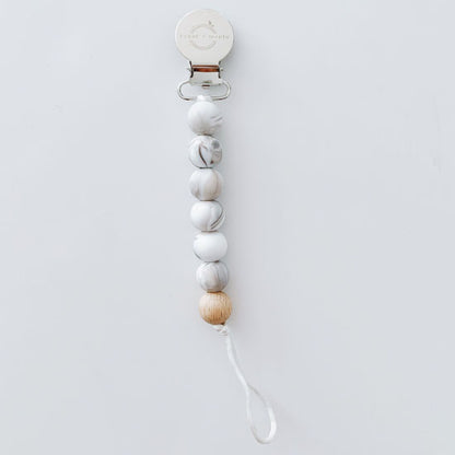 Sugar + Maple Wood Pacifier Clip - Marble_thumb1
