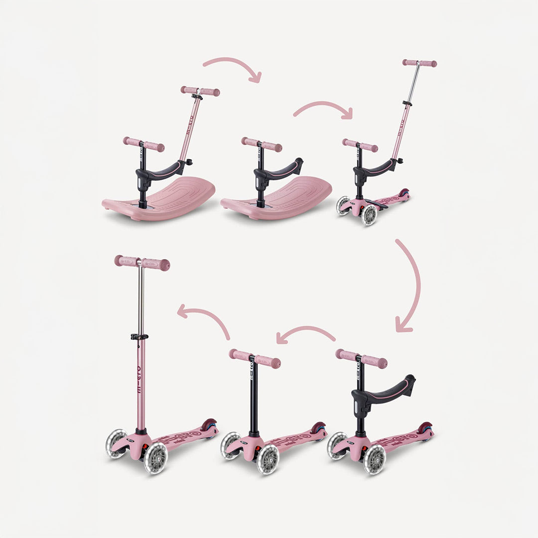 Micro Kickboard Mini Rock & Go LED - Dusty Rose