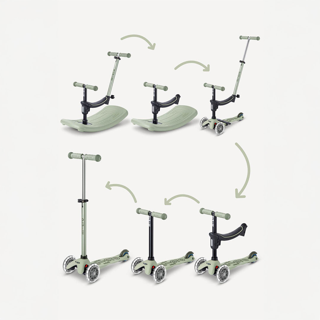 Micro Kickboard Mini Rock & Go LED - Olive Sage