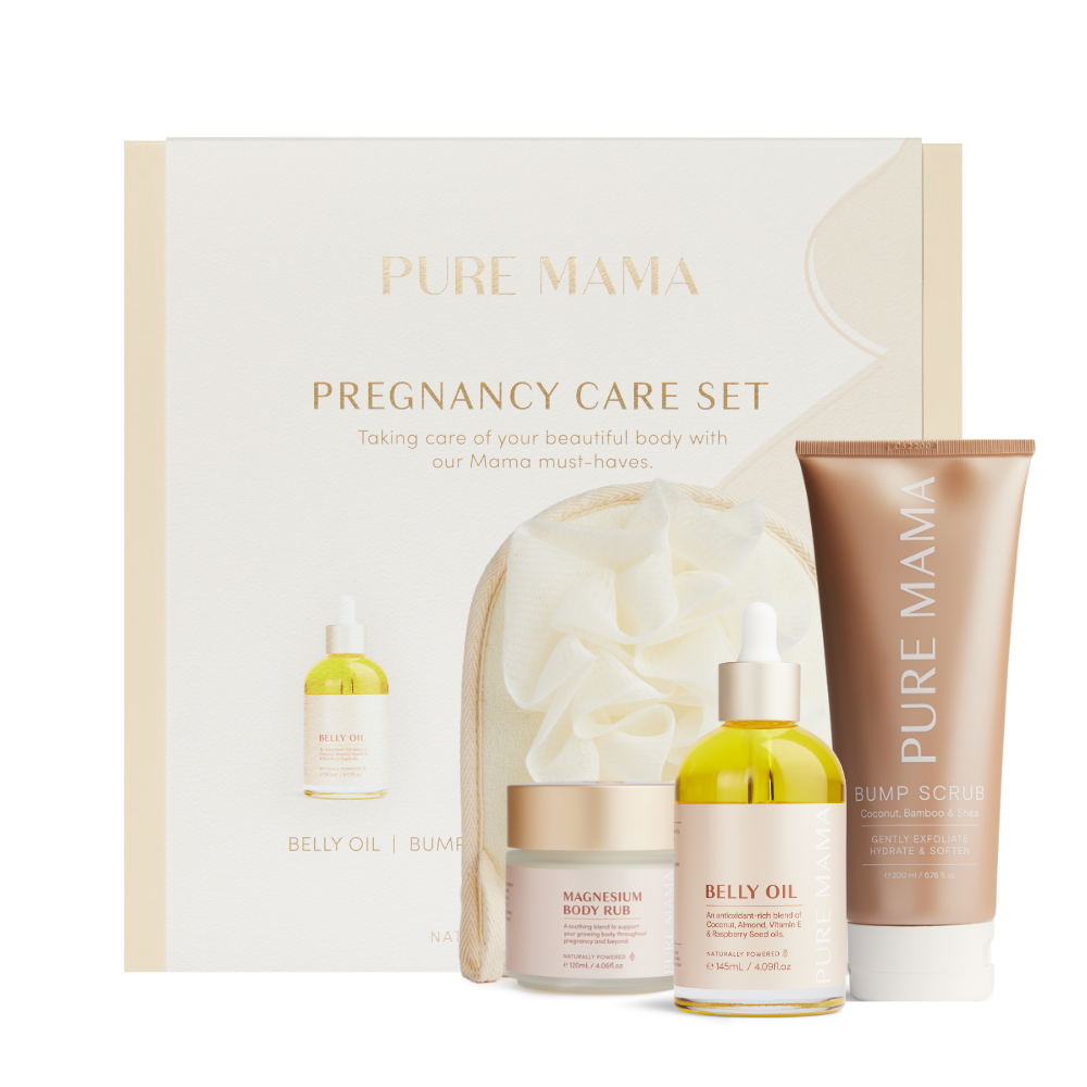 Pure Mama Pregnancy Care Set with FREE keepsake box and body scrub mit 
