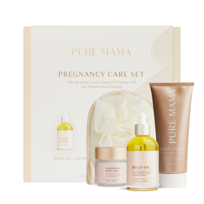 Pure Mama Pregnancy Care Set with FREE keepsake box and body scrub mit 