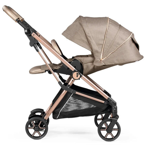 Peg Perego Vivace Lightweight Stroller in Mon Amour with Rear Facing Seat and Near-Flat Recline Newborn Ready