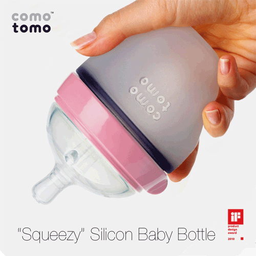 Comotomo Natural Feel Baby Bottle - 5 oz  - Pink-3