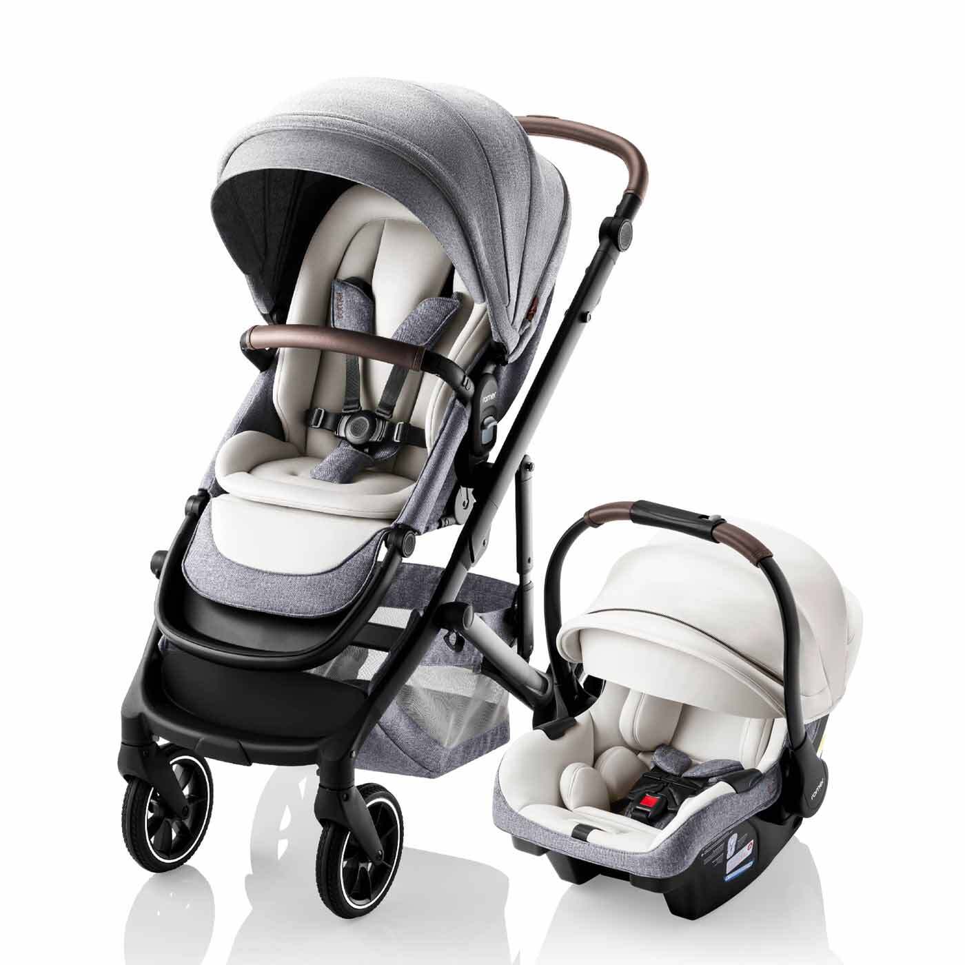 Romer Tura Stroller, Portable Toddler and Baby Stroller + Infant Car Seat - Pearl