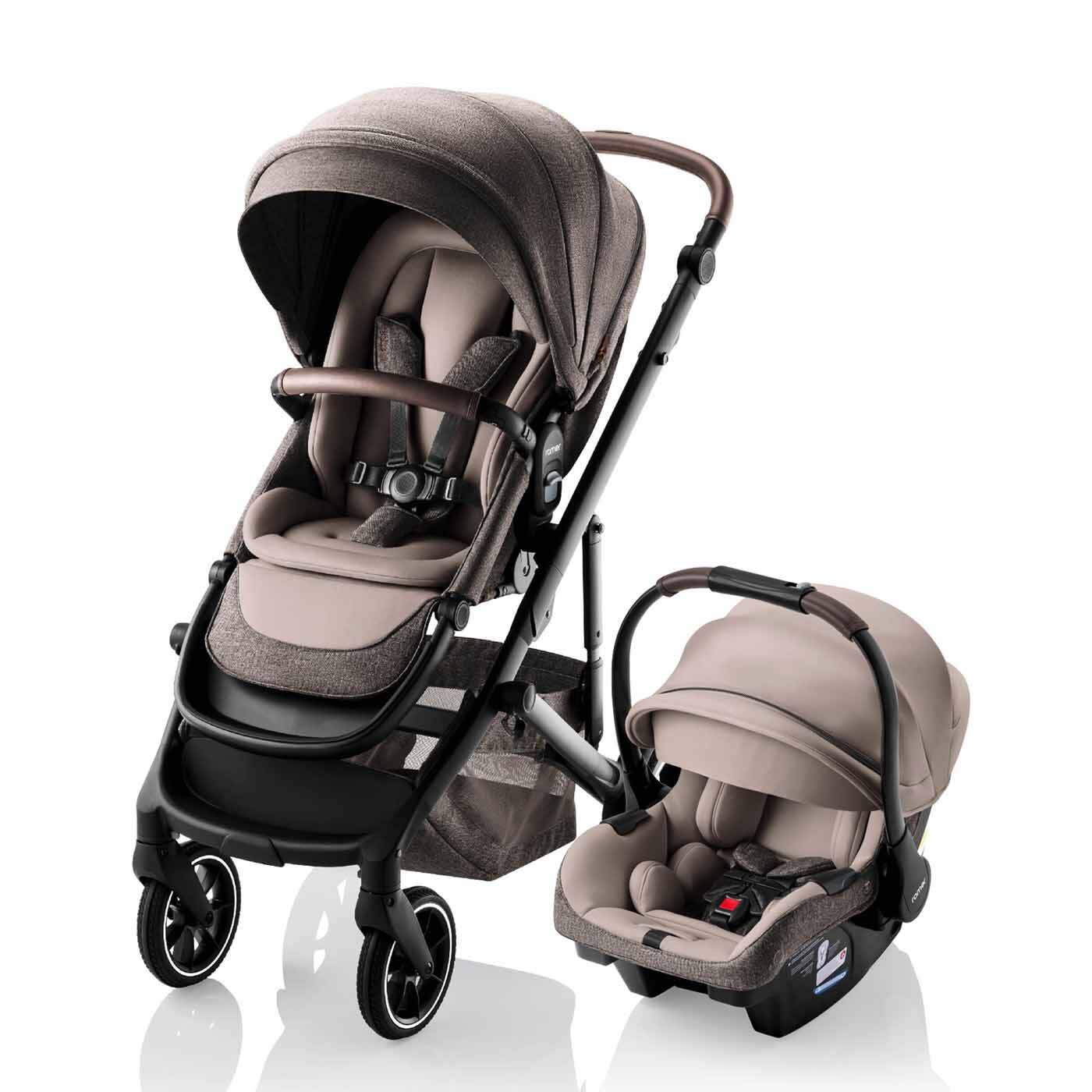 Romer Tura Stroller, Portable Toddler and Baby Stroller + Infant Car Seat - Truffle
