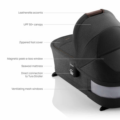 Romer Tura Stroller, Portable Toddler and Baby Stroller + Stroller Bassinet - Peppercorn