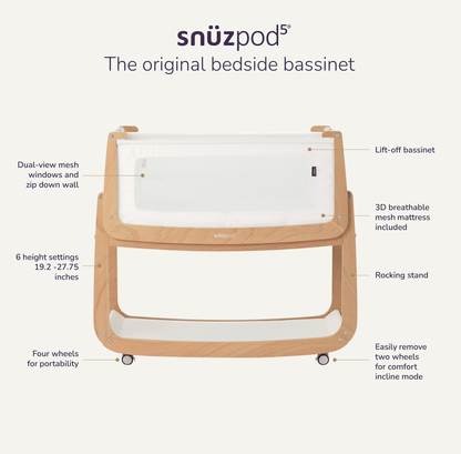 Snuz SnuzPod5 Bedside Crib Natural