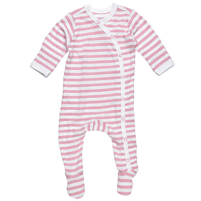 Under The Nile Side Snap Footie - Blush/Off White Stripe Product