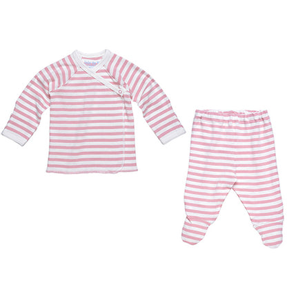 Under The Nile Side Snap Layette Set - Blush/Off White Stripe Product