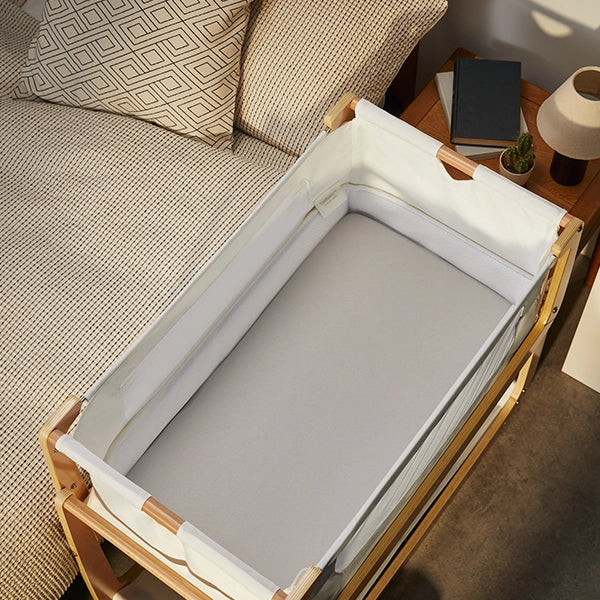 Snuz SnuzPod4 Fitted Sheets - 2 Pack Grey Sheet Lifestyle