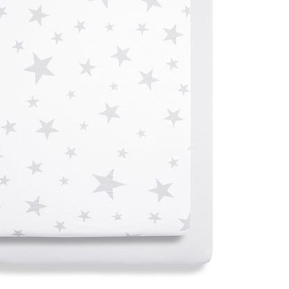 Snuz SnuzPod4 Fitted Sheets - 2 Pack in Grey Star Print