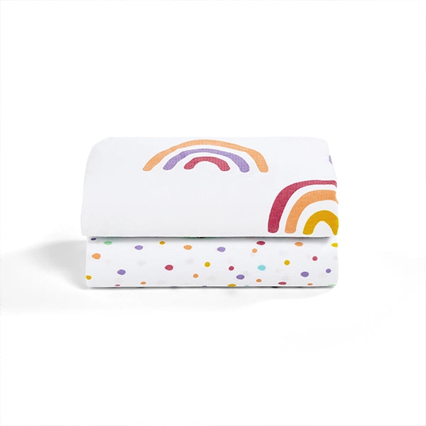 Snuz SnuzPod4 Fitted Sheets - 2 Pack in Multi Rainbow Folded