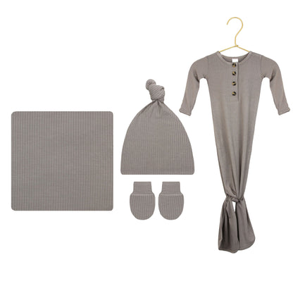 Beau Ribbed Newborn Hat Bundle (Gown)