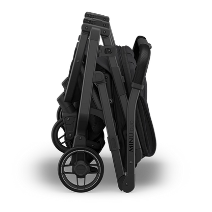 Uppababy Minu Duo Side-by-Side Compact Double Stroller in Jake Folded Profile View