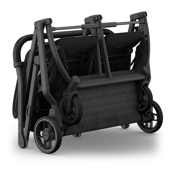 Uppababy Minu Duo Side-by-Side Compact Double Stroller in Jake Folded Quarter Turn View