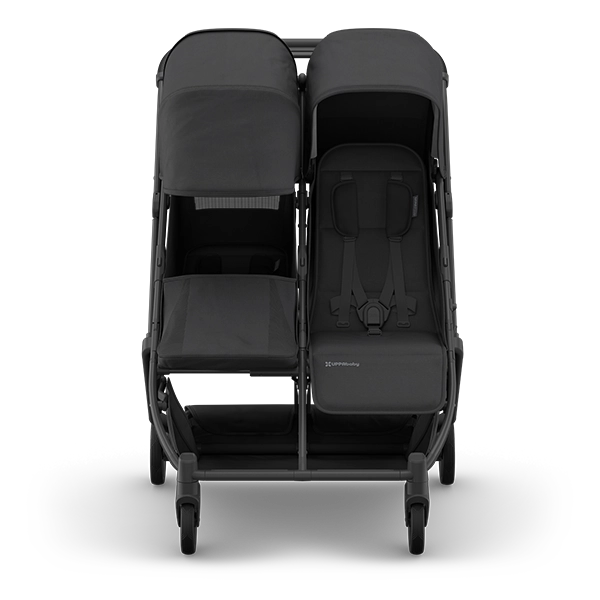 Uppababy Minu Duo Side-by-Side Compact Double Stroller in Jake Features on the Left