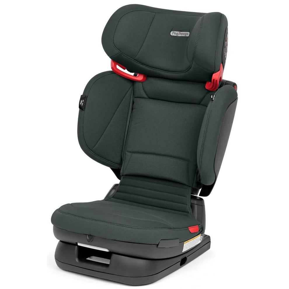 Black and red car seat on a white background