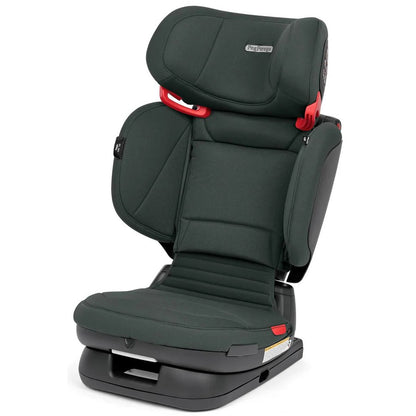 
Black and red car seat on a white background
