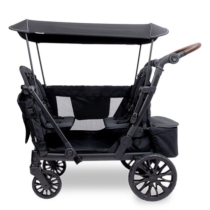 Wonderfold L4 Quad Stroller Wagon in Black with Easy Access