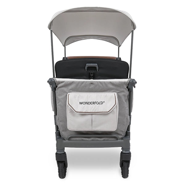 Wonderfold L4 Quad Stroller Wagon in Gray Back View