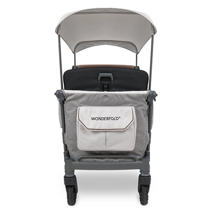 Wonderfold L4 Quad Stroller Wagon in Gray Back View