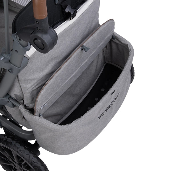 Wonderfold L4 Quad Stroller Wagon in Gray Storage Basket