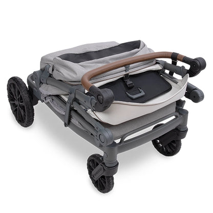 Wonderfold L4 Quad Stroller Wagon in Gray Folded on Wheels