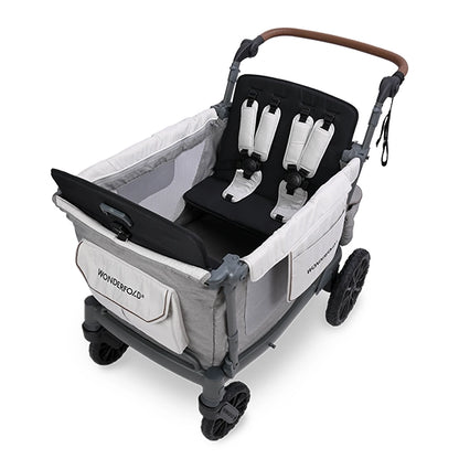Wonderfold L4 Quad Stroller Wagon in Gray Top View No Canopy