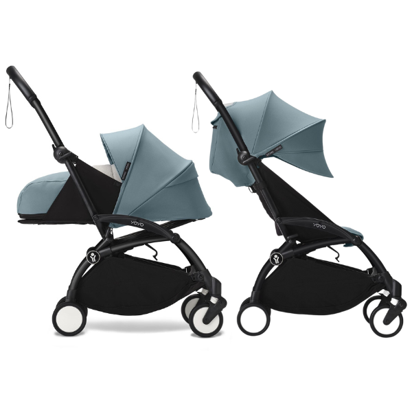 Stokke YOYO3 Stroller with Newborn Set White Frame w/ Aqua