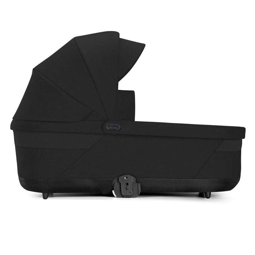 
Black baby stroller on a white background