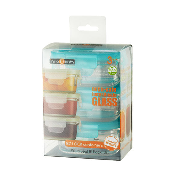 Innobaby Preppin' SMART EZ Lock Glass Container - 3 Pack-4