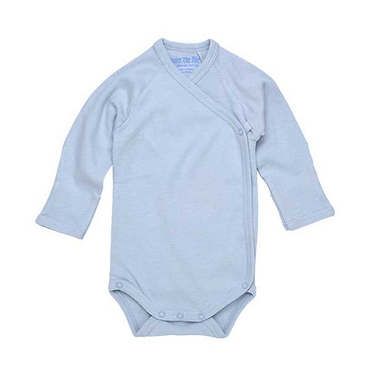 Under The Nile Long Sleeve Side Snap Babybody - Ice Blue-1