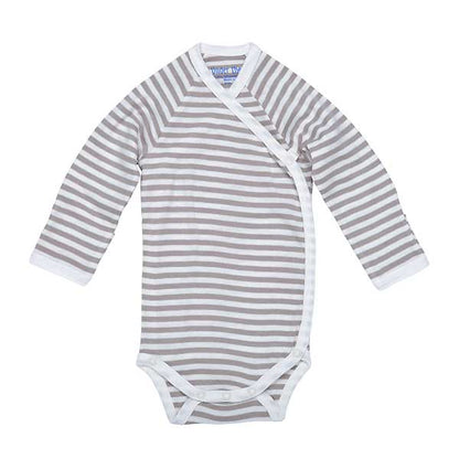 Under The Nile Long Sleeve Side Snap Babybody - Tan Stripe-1