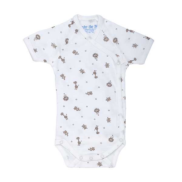 Under The Nile Short Sleeve Side Snap Babybody - Animal Print-1
