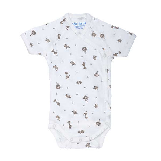 Under The Nile Short Sleeve Side Snap Babybody - Animal Print-1
