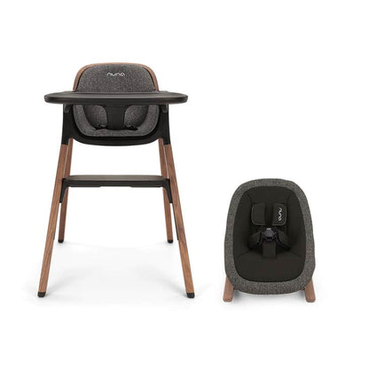 
Nuna high chair and baby seat on a white background